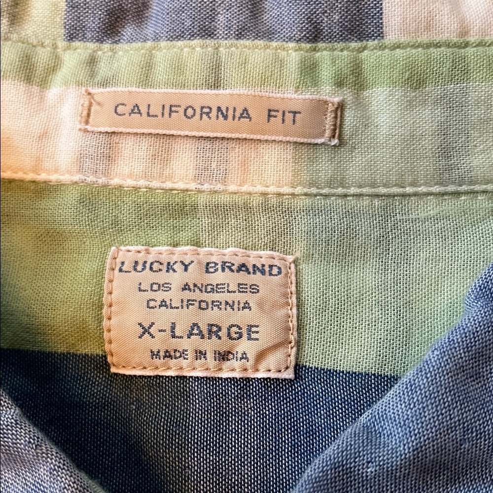 Like new Lucky Brand Men's Casual Plaid Shirt in Blue and Green - Picture 2 of 16
